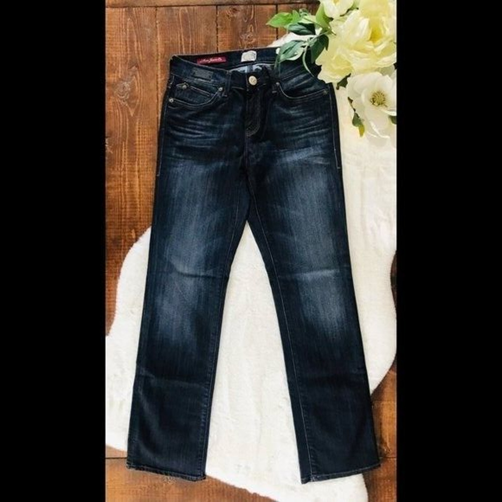 Mavi Jeans Molly Mid-Rise Straight Size 27/30 Whiskered Dark Blue - NWT